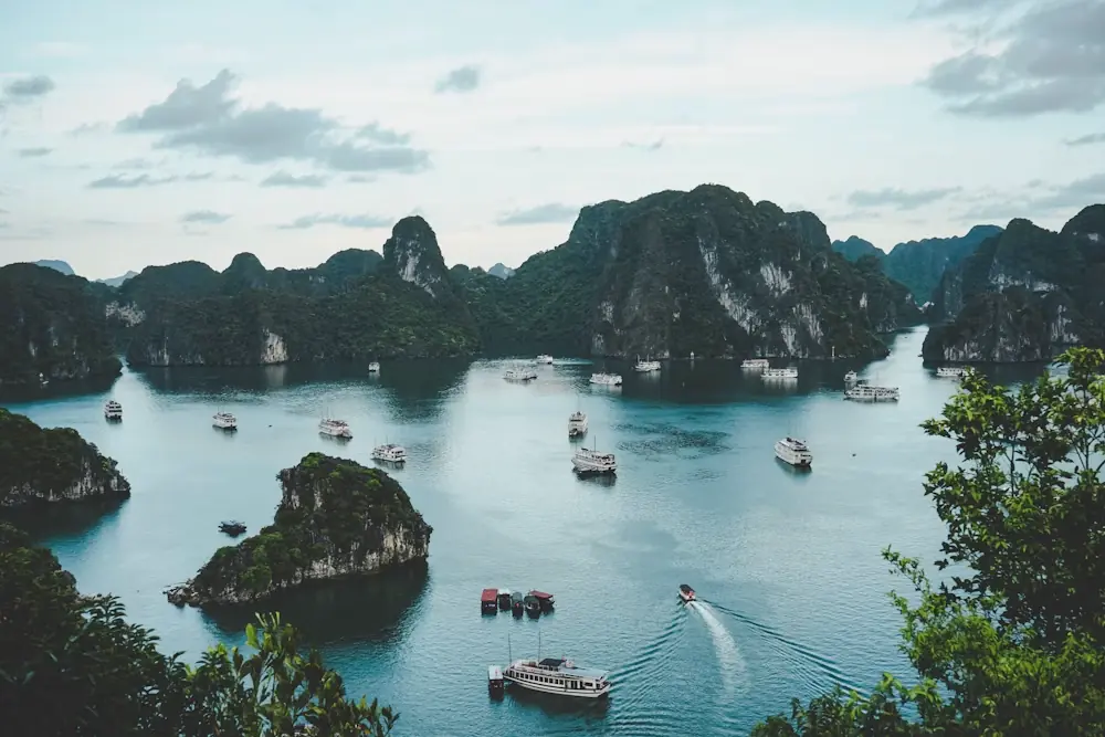 Vietnam mountains and river landscape
